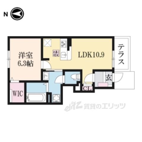 メゾンドカルム1(1LDK/1階)の間取り写真