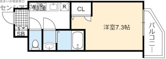 クレストタップ大阪京橋(1K/13階)の間取り写真
