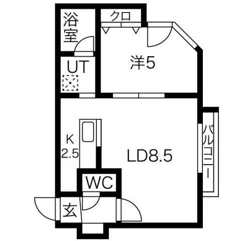 NOVA発寒南(1LDK/4階)の間取り写真