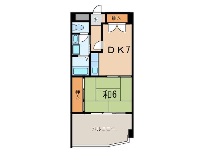 SIハイツ芦屋(1DK/4階)の間取り写真