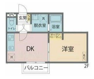 カインドネス北浦和(1DK/2階)の間取り写真