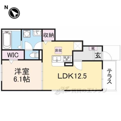 ラフィーネⅢ(1LDK/1階)の間取り写真