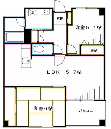 ヴィスタガーデン東小金井(2LDK/2階)の間取り写真