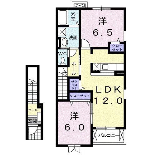 カメリアB(2LDK/2階)の間取り写真