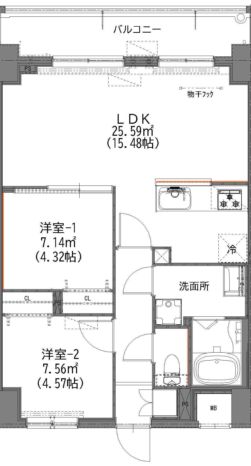 マイコート日野新町(2LDK/7階)の間取り写真