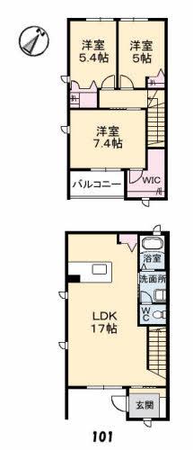 グレースメゾン湊 B棟(3LDK/1階)の間取り写真