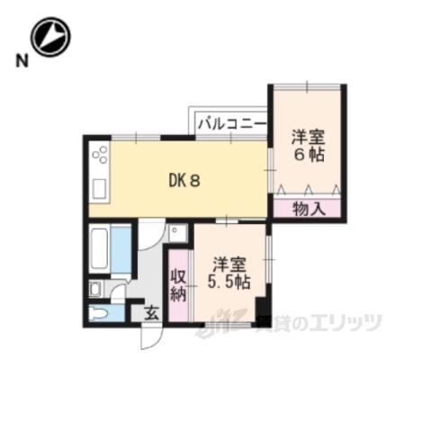 第44長栄ロイヤルコーポ瀬田(2LDK/1階)の間取り写真