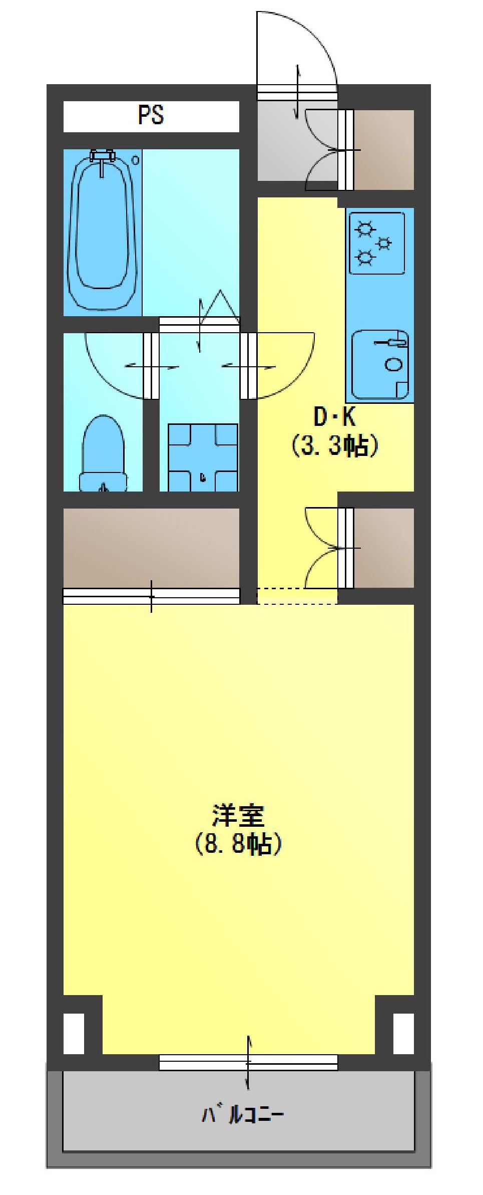 トワメゾン飯田(1DK/6階)の間取り写真