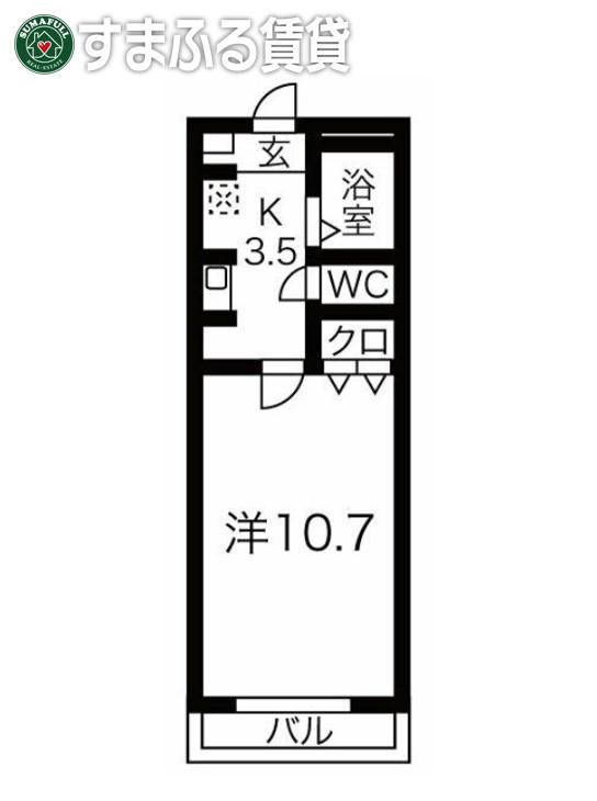 ロイヤルサルビア(1K/3階)の間取り写真