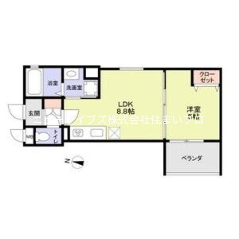 カーサカルマ上野口(1LDK/2階)の間取り写真
