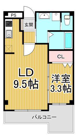 エメラルドオーシャン西宮(1LDK/2階)の間取り写真