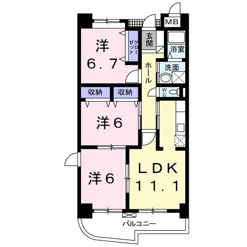 ジュンサンライト(3LDK/5階)の間取り写真