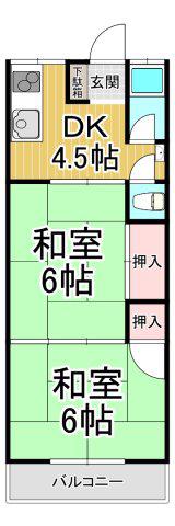 森本マンション(2DK/2階)の間取り写真