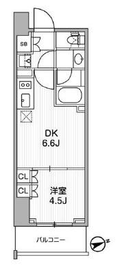 ディームス蔵前レジデンス(1DK/9階)の間取り写真