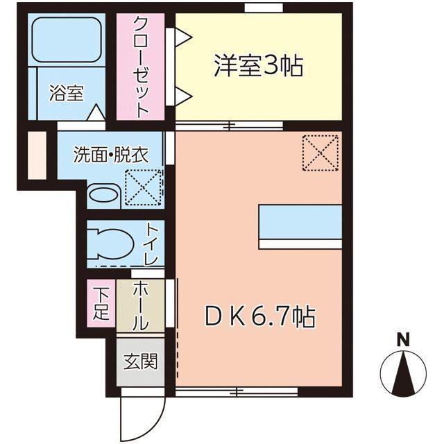 プレモリー長町南A棟(1DK/1階)の間取り写真