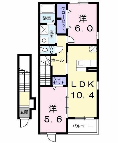 ヴァン フォーレII(2LDK/2階)の間取り写真
