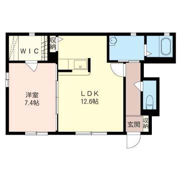 キャロッツD棟(1LDK/1階)の間取り写真