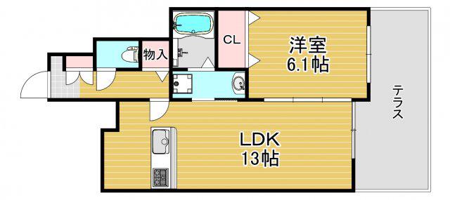サンロード新和III(1LDK/1階)の間取り写真