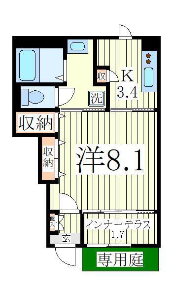 LIAISON M(1K/1階)の間取り写真