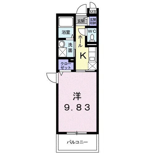 プラシードII(1K/3階)の間取り写真