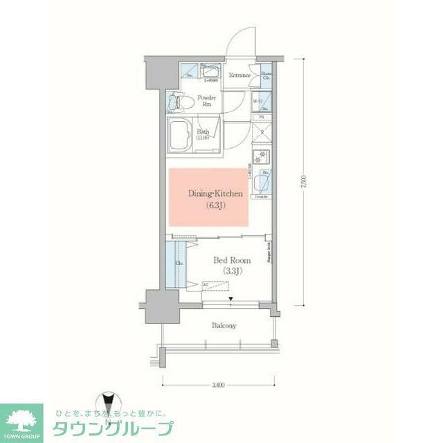 アーバネックス錦糸町II(1DK/9階)の間取り写真
