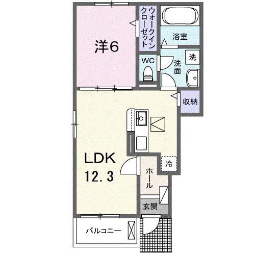 サウス・ヴィラ(1LDK/1階)の間取り写真