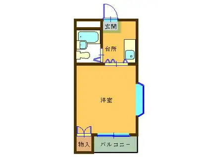 リバーサイドコスモ(1K/3階)の間取り写真