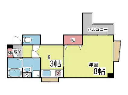 ル・パレ森後(1K/5階)の間取り写真