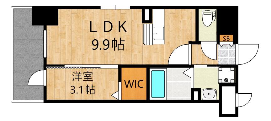 サーレ薬院(1LDK/7階)の間取り写真