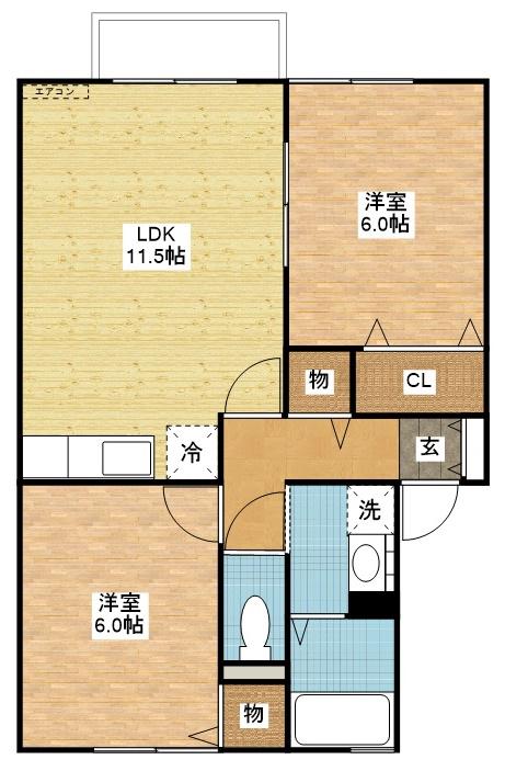 グリーンコート長与II(2LDK/2階)の間取り写真