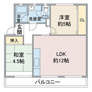 ハビタブル森本A棟(2LDK/3階)の間取り写真