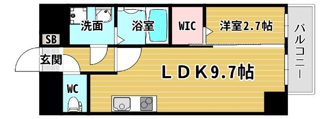 アプリーレ西本町(1LDK/4階)の間取り写真
