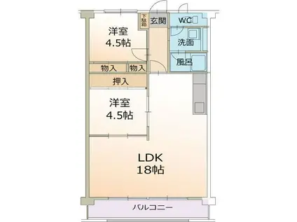 エイブル・アン(2LDK/4階)の間取り写真