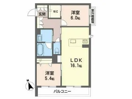 シャーメゾンステージ合川(2LDK/3階)の間取り写真