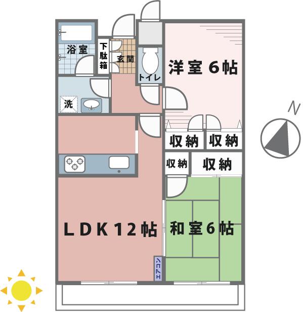 フレアーN(2LDK/1階)の間取り写真
