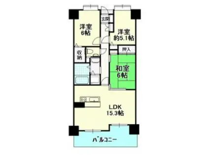 ふぁみーゆ泉佐野弐番館(3LDK/7階)の間取り写真