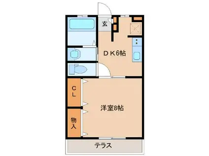 ファリス(1DK/1階)の間取り写真