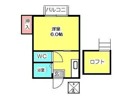 アートインライトブルーハウス(1K/2階)の間取り写真