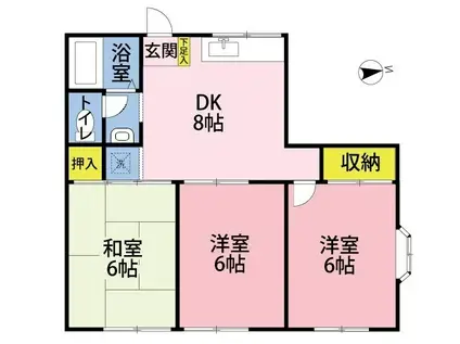 ラークヒルズFK(3DK/1階)の間取り写真