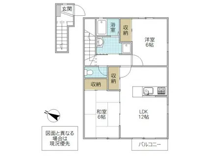 フランサ I(2LDK/2階)の間取り写真