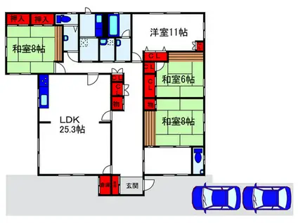 豊中市上野西二丁目(4LDK/1階)の間取り写真