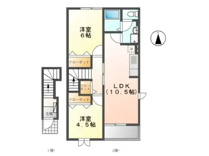 プチ.パステークB(2LDK/2階)の間取り写真