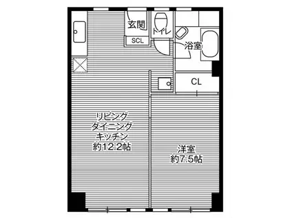 ビレッジハウス城北タワー1号棟(1LDK/11階)の間取り写真