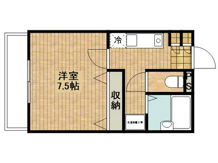 ジョイプレイス中原(1K/1階)の間取り写真