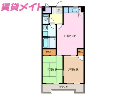 プラザコート宮の前(2LDK/3階)の間取り写真