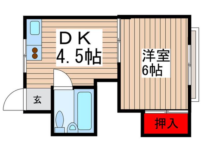 グリーンマンション(1DK/2階)の間取り写真