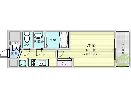 プレサンスOSAKA三国ネオス(1K/9階)の間取り写真