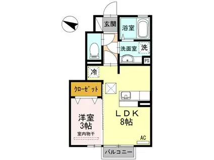 サニーフラット大道北 A(1LDK/1階)の間取り写真