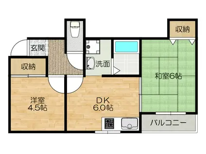中野ハイツ(2DK/1階)の間取り写真