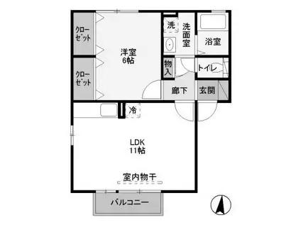 ヴィラオーネストA(1LDK/2階)の間取り写真